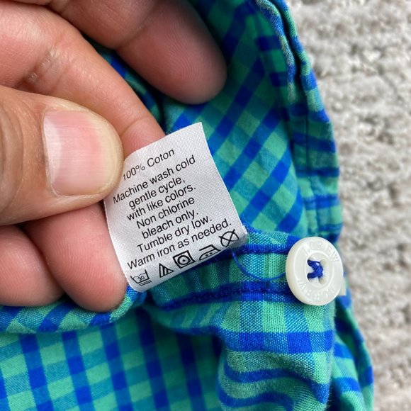 J.Crew Shirt Men Small S Blue Teal Checkered Button Down Short Sleeve Casual - Picture 6 of 9